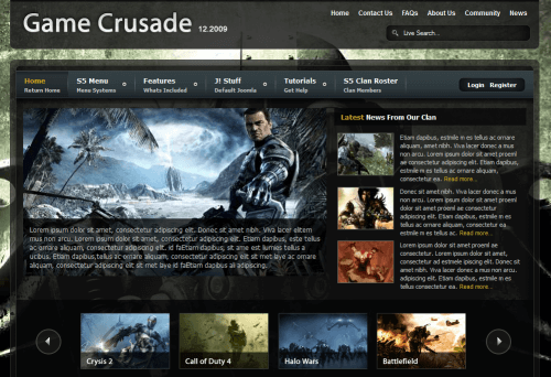 S5 Game Crusade. Шаблон игрового сайта для Joomla 2.5