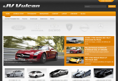 JV Vulcan. Яркий шаблон автомобильного портала для Joomla 2.5