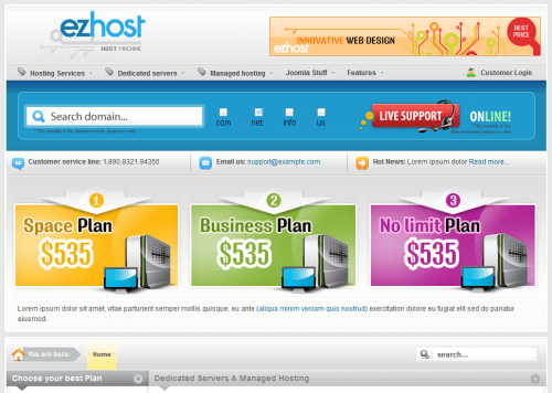 BT EzHost. Шаблон бизнес-сайта для Joomla 2.5
