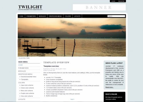 Twilight. Шаблон сайта о туризме для Joomla 2.5