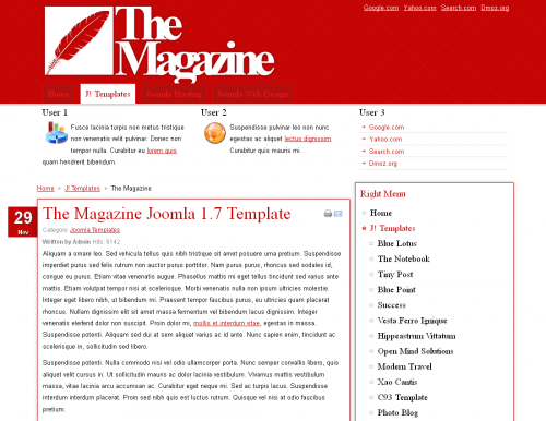 The Magazine News. Яркий шаблон блога для Joomla 2.5