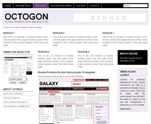 OctoGon. Светлый шаблон для Joomla 2.5