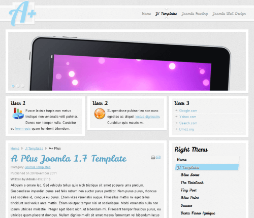 A+ Plus Blog. Шаблон блога для Joomla 2.5