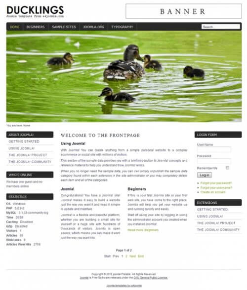 Duckling. Шаблон сайта о животных для Joomla 2.5