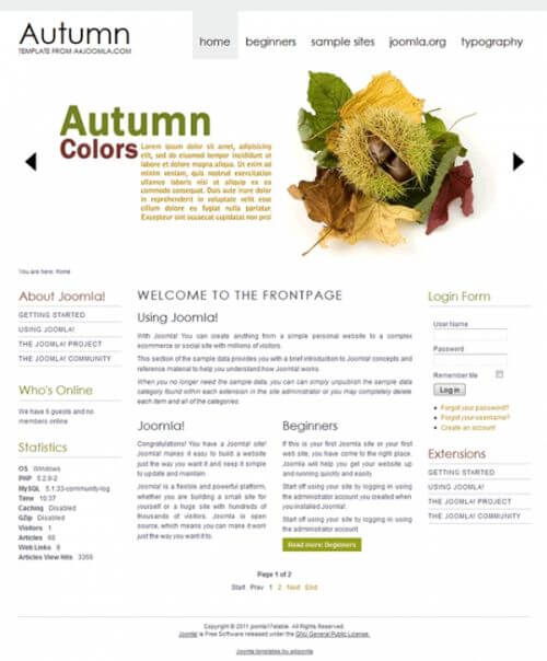 Autumn. Шаблон блога для Joomla 2.5