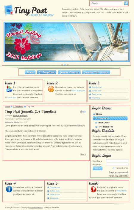 Tiny Post. Шаблон блога о путешествиях для Joomla 2.5