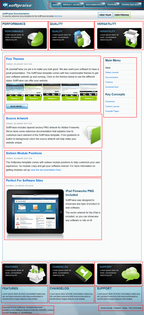 JP SoftPraise. Шаблон рекламного портала для Joomla 2.5.