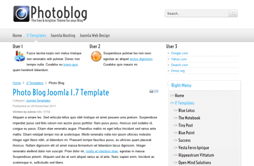 Photo Blog. Шаблон сайта для фотографов для Joomla 2.5