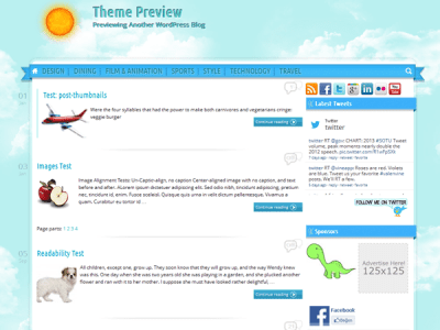 Шаблон WordPress - Sunny Blue Sky