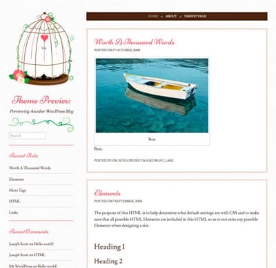 Шаблон WordPress - Lovebirds