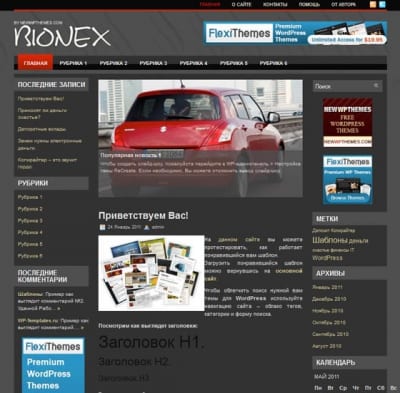 Шаблон WordPress - Bionex